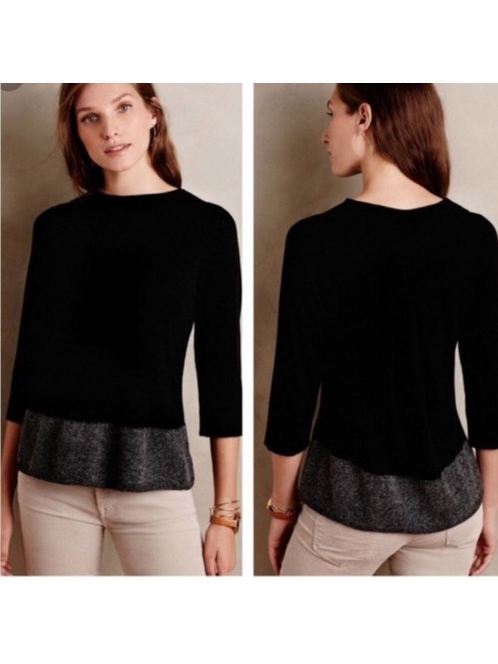 Anthropologie Angel of the North Evi Color-block Cashmere Blend Sweater, M